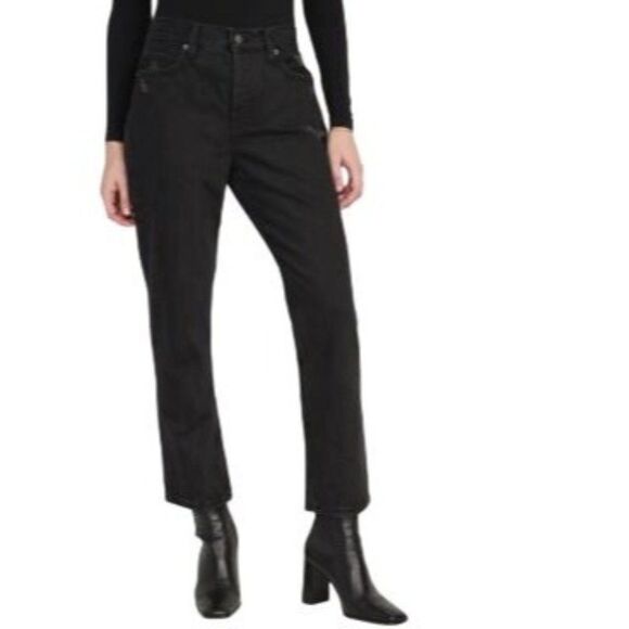 Old Navy Womens Pants Black 10/M High-Waisted Slouchy Distressed Jeans New - Picture 1 of 10
